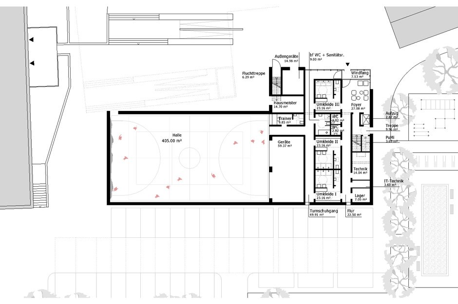 Plan der Multifunktionshalle Hölkeskampring in Herne im Rahmen der Machbarkeitsstudie